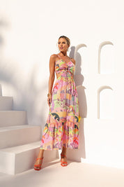 Vestido De Viscose Estampa Serenidade Com Babadinho Estampado Frysaide