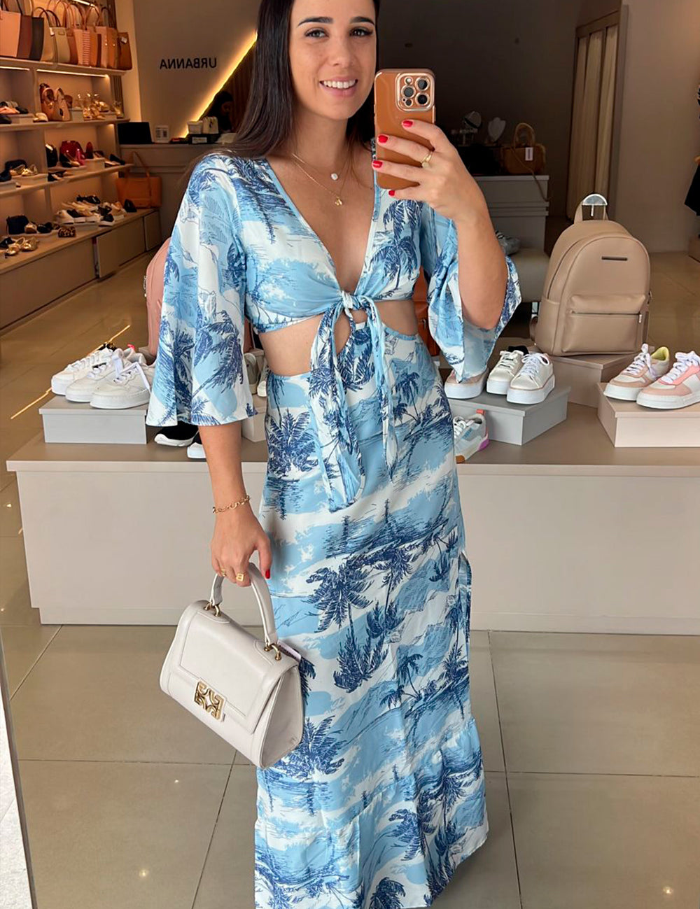 Vestido Estampado Amarração Frysaide-91165.ESTAMPA A MAR-URBANNA