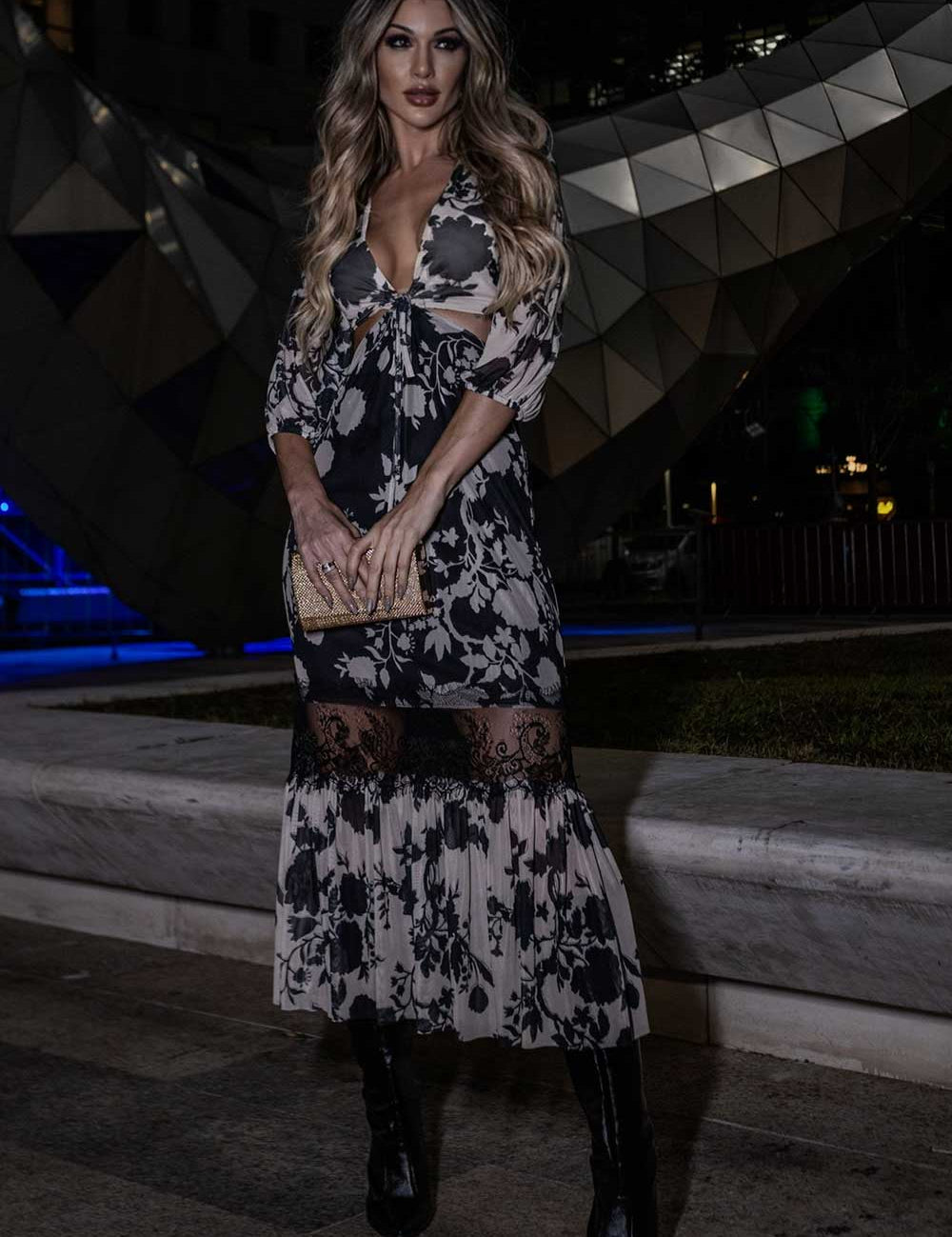 Vestido Estampado Decote Frysaide