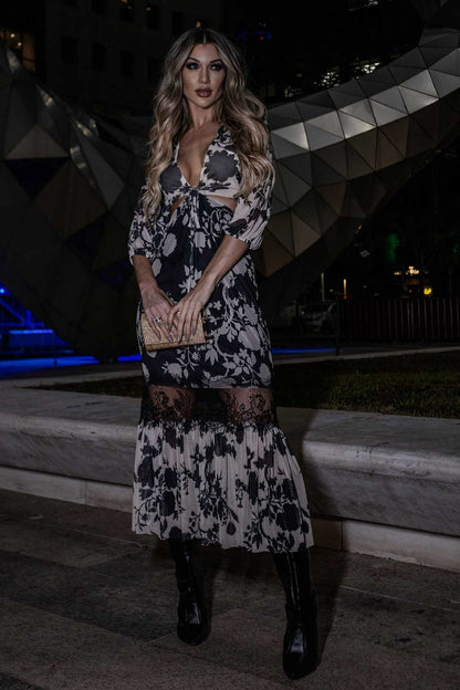 Vestido Estampado Decote Frysaide