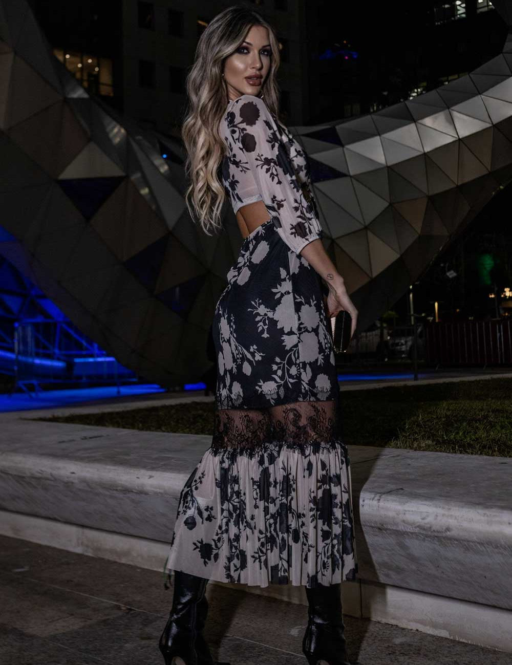 Vestido Estampado Decote Frysaide