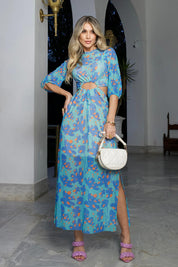 Vestido Estampado Recortes Frysaide