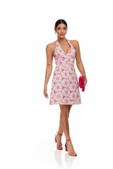Vestido Frente Única Frysaide De Linho Bordado Pink