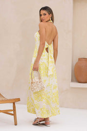 Vestido Longo Estampado Amarração Frysaide