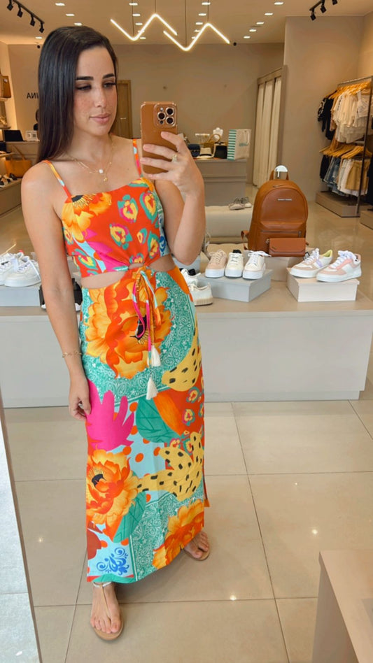 Vestido Longo Estampado Frysaide