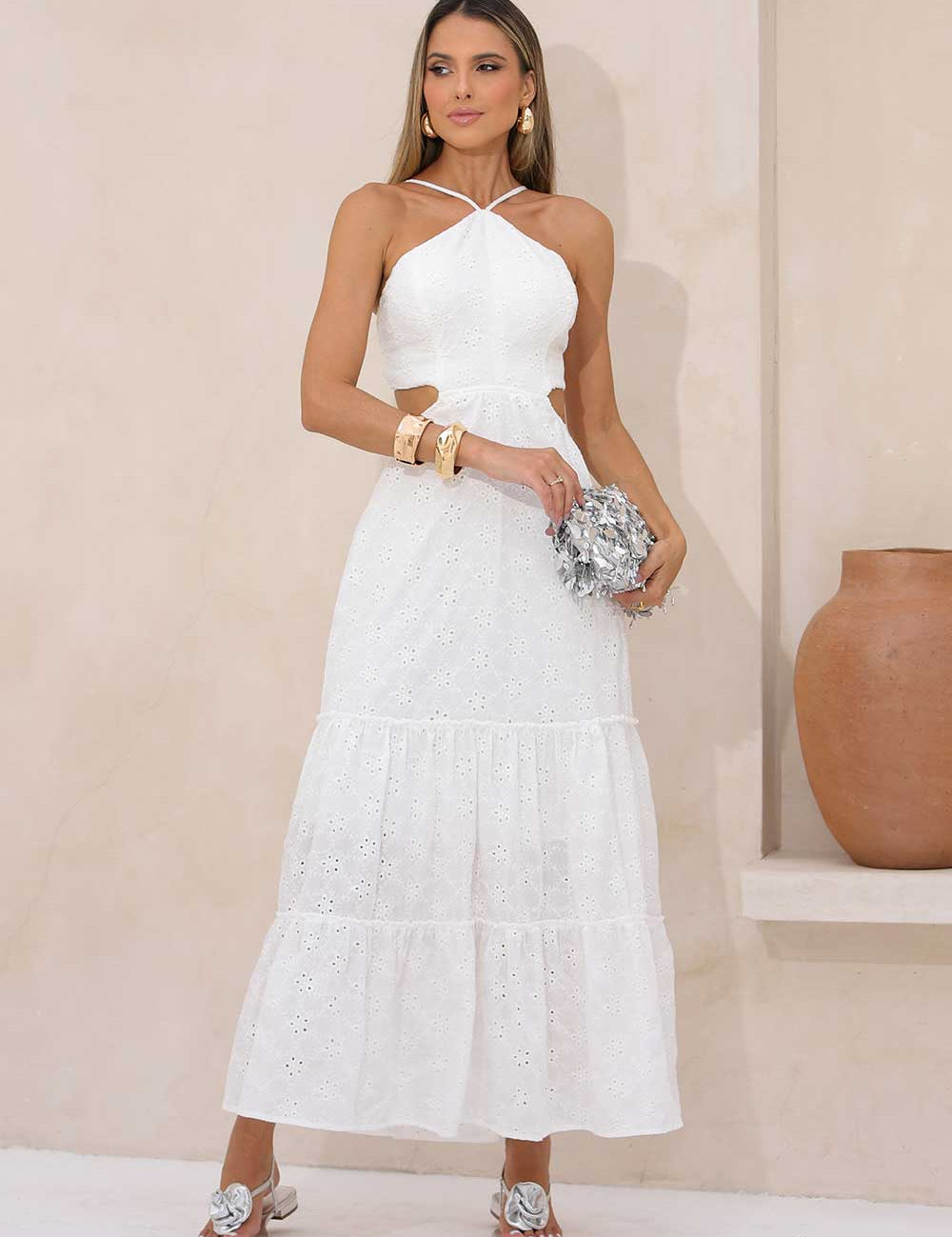 Vestido Midi Laise Off White Frysaide
