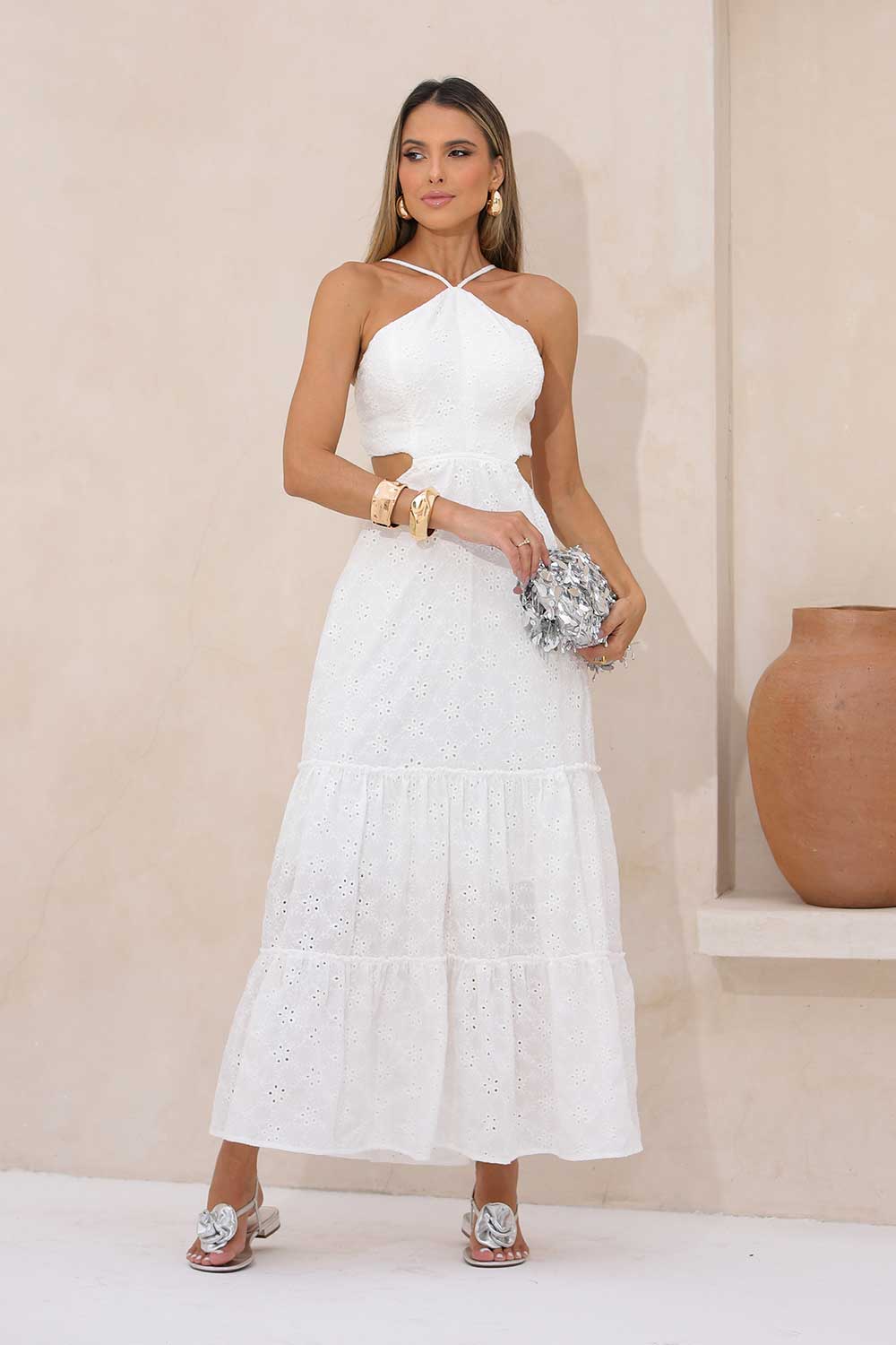 Vestido Midi Laise Off White Frysaide