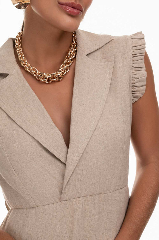 Vestido Midi Linho Babados Frysaide