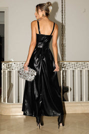 Vestido Midi Renata De Couro Vinil Preto Frysaide