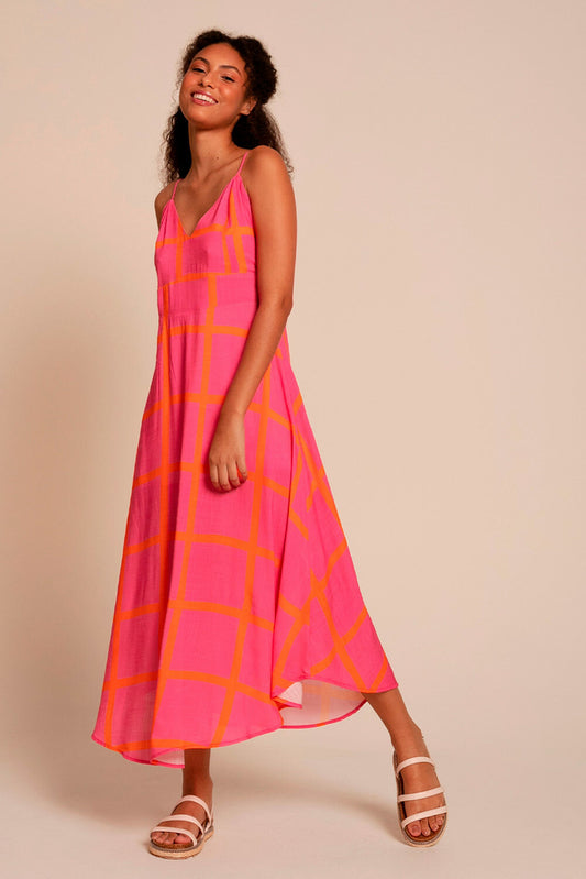 Vestido Midi Xadrez Quente Flô Maria