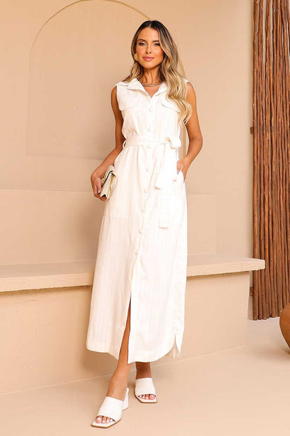 Vestido Off White Alfaiataria Risca Giz Frysaide