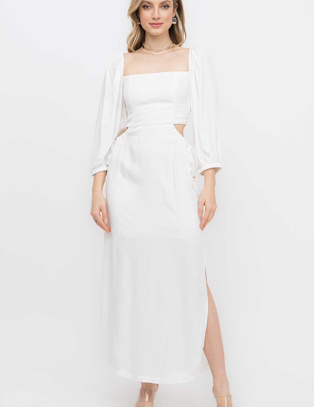 Vestido Off White Recorte Frysaide