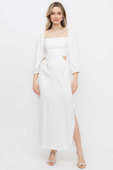 Vestido Off White Recorte Frysaide