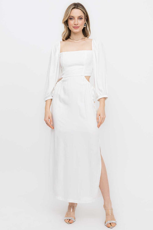Vestido Off White Recorte Frysaide