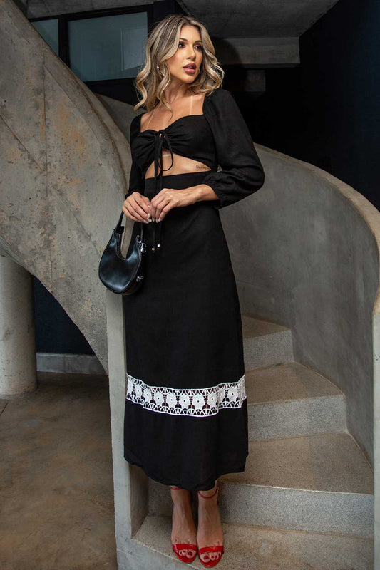 Vestido Preto Manga Longa Frysaide