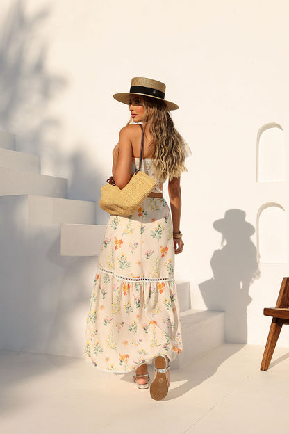 Vestido Renata Ombro Unico Estampa Petalas Ao Vento Estampado Frysaide