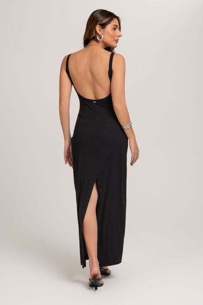 Vestido Super Midi De Trico Preto Frysaide