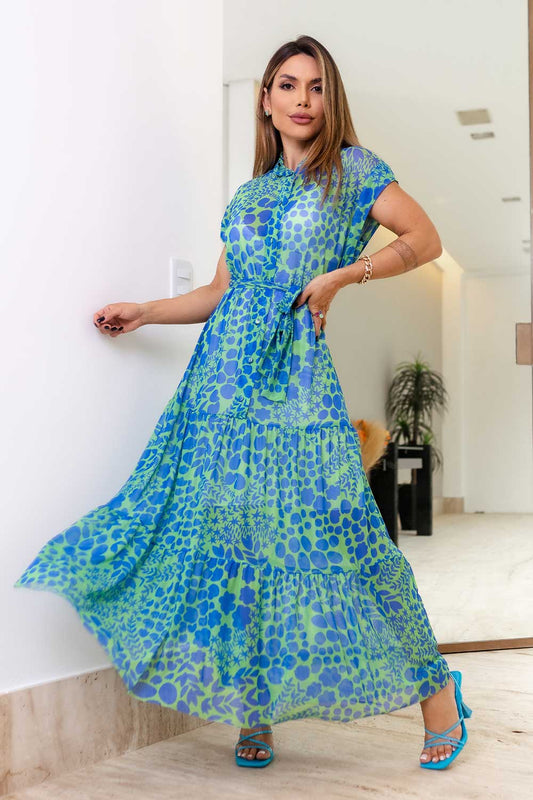 Vestido Tule Estampado Frysaide