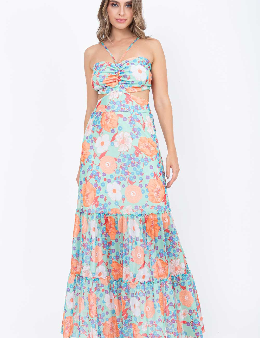 Vestido Tule Estampado Ventania Frysaide