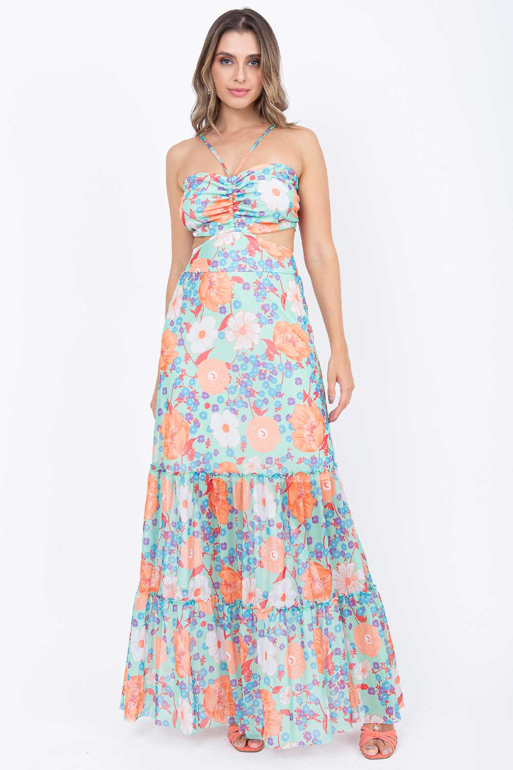 Vestido Tule Estampado Ventania Frysaide