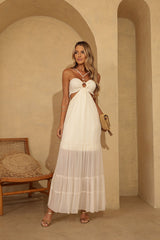 Vestido Tule Frysaide Off White Fio Metalizado