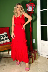 Vestido Vermelho Frysaide Com Babados